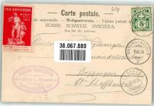 6465 Unterschächen 1904 Foto AK Kirche Klausenroute Aesch Stäubifall