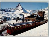 Matterhorn VS Bahnhof Gornergrat Bergbahn Zermatt Bahnhof Schweiz 1984 Winter