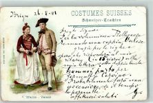 1901 Gebrauchsspuren Walliser Trachtenpaar