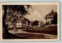 8706 Meilen 1921 Gebrauchsspuren Hohenegg , Straßenpartie , Frau mit Kinderwagen