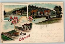 8135 Sihlwald 1901 Lithographie Sihl Gasthaus Brücke Forsthaus Holzsägerei Bahnhof Verlag Künzli Nr 1877