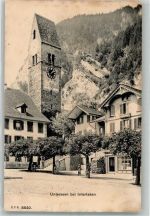 3800 Unterseen 1907 Foto AK Geschäft Turm