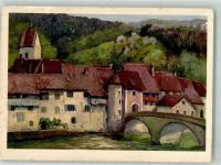 2882 St-Ursanne 1943 Gebrauchsspuren Feldpost BTTR,Camp. 11 Lithographie/Künstlerkarte