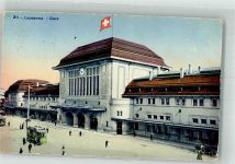 Lausanne Losanna Bahnhof Straßenbahn Bahnhof Schweiz 1929 Foto AK