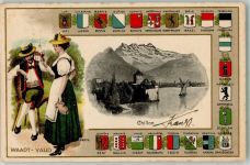 1820 Veytaux-Chillon 1909 Prägedruck Tracht Waadt Vaud Wappen Schloss Chillon