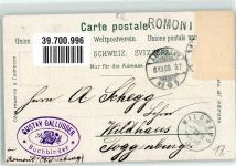 1680 Romont FR 1900 Gebrauchsspuren Bahnpost Strecke 5 Zug 27