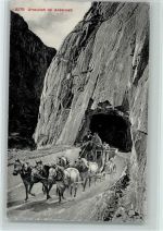 Photoglob k 8279 Urnerloch bei Andermatt AK Postkutsche Schweiz 1910