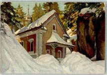 6356 Rigi Kaltbad Künstlerkarte Winter sign. Hodel Kapelle