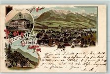 6060 Sarnen 1899 Gebrauchsspuren Gymnasium Landenberg Lithographie