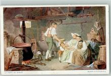 1926 Künstlerkarte Bauernstube Käserei sign. S. Freudenberg AK