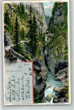 7430 Thusis 1906 Lithographie sign. Steinmann, c. Postkutsche Via Mala