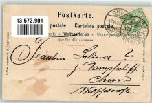 7430 Thusis 1906 Lithographie sign. Steinmann, c. Postkutsche Via Mala