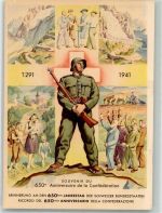 Lithographie 650 Jahrestag der Schweizer Bundesstaaten 1291-1941