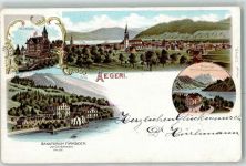 Aegerisee 1900 Lithographie Waldheim Sanatorium für Kinder von Dr. Hürlimann Aegerisee