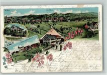 8308 Illnau 1902 BOAKC Lithographie Gasthaus Zum Rössli Forstbureau Eisenbahn Gebrauchsspuren, bitte Scan genau beachten!