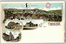 9043 Trogen Lithographie Kantonschule Kinder-Kur-Anstalt Dorfplatz