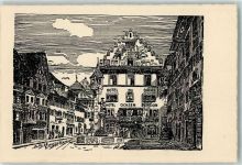 6300 Zug Zugo Radierung Kollinplatz Hotel Ochsen sign Stocker