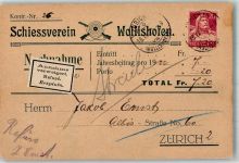 8000 Zürich KEINE AK Ephemera Schiessverein Nachnahme Jahresbeitrag 1922