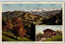 8497 Fischenthal - Blick vom Berggasthaus Hörnlikulm ins Tösstal und die Alpen
