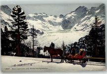 Bernina - Morteratschgletscher Pferdekutsche Bahnpost Ambulant