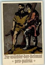 Die Wächterder Heimat 1910 - sehr gute Erhaltung Bundesfeier Ganzsachen Schweiz Künstlerkarte