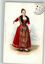 1904 - Frau im roten Trachtenkleid Edition Burgy Serie Costumes Suisses No. 33