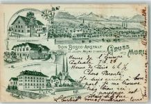 5630 Muri AG 1901 Lithographie Don Bosco Anstalt St. Joseph Werkstätte Scheune Kirche