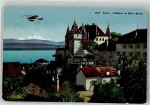 1260 Nyon 1914 Gebrauchsspuren Flugzeug Schloss Mont Blanc