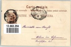 7435 Splügen 1897 Gebrauchsspuren Hotel Bodenhaus Gruß vom Splügen Lithographie