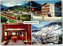 3984 Fiesch KEINE AK Pension Ritz Eisenbahn Winter Informationskarte