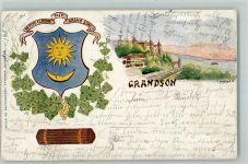 1422 Grandson 1901 Gebrauchsspuren Wappen Reben sign Künstlerkarte