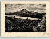 6440 Vierwaldstättersee - Radierung Pilatus