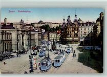 8000 Zürich - Bahnhofsplatz Tram Oldtimer Pferdekutschen