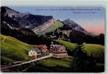 9107 Urnäsch 1923 Gebrauchsspuren Alpenkurhaus Kräzerli am Säntis Station Urnäsch Appenzell Morgenrot