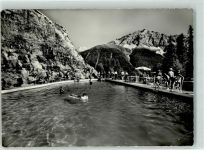 7524 Zuoz Gebrauchsspuren Hotel Castell Felsenschwimmbad mit Piz Mezaun