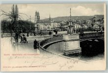 8000 Zürich 1901 - Quaibrücke Grossmünster Tram