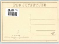 Meilen Blick ins Rheintal Junge am Ziege melken sign. C Liner Ort lt. Fotograf Pro Juventute Schweiz Künstlerkarte