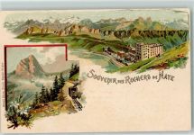 Rochers de Naye Lithographie Bergbahn