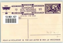 Flugpost Bundesfeier 1928 für das Alter sign. Ed. Renggli Bundesfeier Ganzsachen Schweiz Künstlerkarte