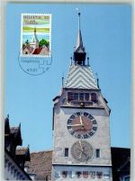 6300 Zug Zugo 1987 Sonderstempel Zeitturm Briefmarke bildseitig