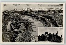 8810 Horgen - Landkarte Zürichsee Feldpost Fliegerposten Gasthaus Bachtel-Kulm