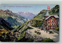 Klausenstrasse 1923 - Hotel Klausen-Passhöhe Wappen Oldtimer