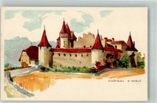 1860 Aigle Lithographie Schloss Chateau d´aigle