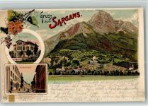 7320 Sargans 1901 BOAKC Lithographie Hotel Thoma Hauptstraße Verlag Künzli