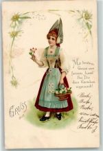 9042 Speicher 1899 - Grusskarte Frau Tracht Ort lt. Stempel