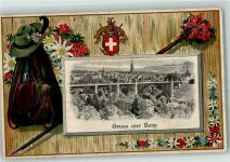 3000 Bern Berne Prägedruck Passepartout Rucksack Edelweiss