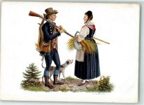 Trachtenpaar mit Jagdhund