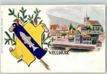 1337 Vallorbe Künstlerkarte Wappen sign. V. Attinger