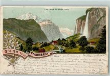 Lauterbrunnental 1895 Gebrauchsspuren Staubbach Lithographie