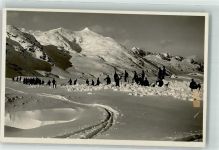 St Gotthard Foto AK Winter Foto Gaberell Winterhorn Arbeiter an der Strasse